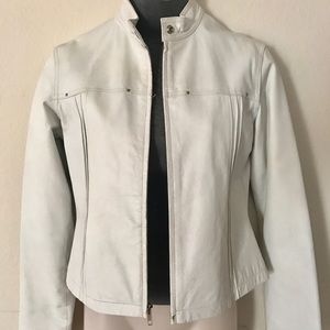 White motorcycle leather jacket
